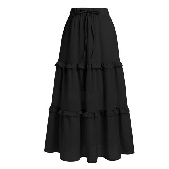 Dresses & Skirts - 8071 ’s Summer Boho Flowy Swing Tiered A-Line Midi Skirt Ruffle Elastic